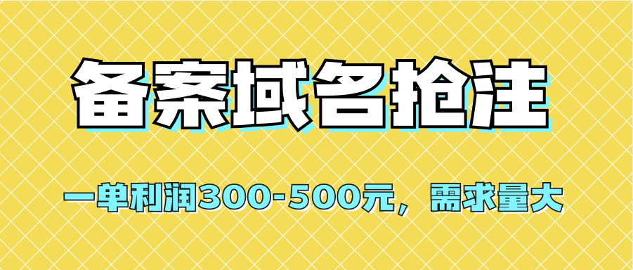 【全网首发】备案域名抢注，一单利润300-500元，需求量大安创网-网创项目资源站-副业项目-创业项目-搞钱项目安创网