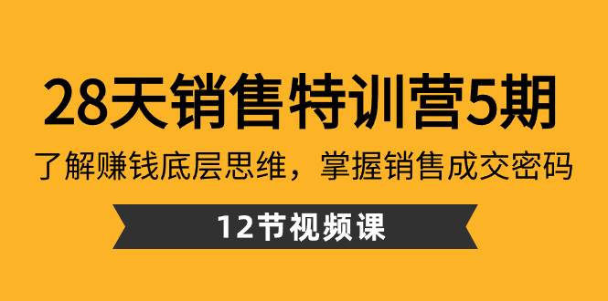 28天·销售特训营5期：了解赚钱底层思维，掌握销售成交密码（12节课）安创网-网创项目资源站-副业项目-创业项目-搞钱项目安创网