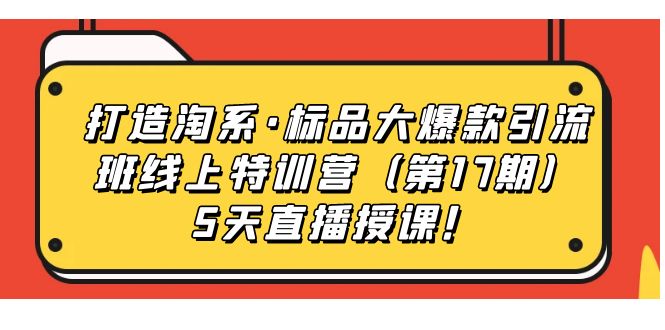 打造淘系·标品大爆款引流班线上特训营5天直播授课！安创网-网创项目资源站-副业项目-创业项目-搞钱项目安创网