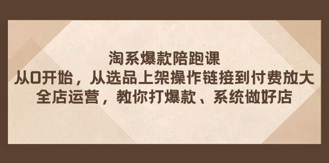 淘系爆款陪跑课 从选品上架操作链接到付费放大 全店运营 打爆款 系统做好店安创网-网创项目资源站-副业项目-创业项目-搞钱项目安创网