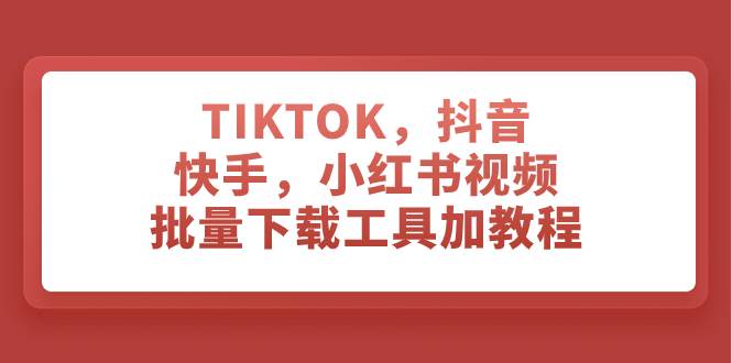 TIKTOK，抖音，快手，小红书视频批量下载工具加教程安创网-网创项目资源站-副业项目-创业项目-搞钱项目安创网