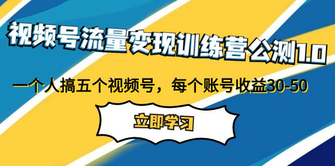 视频号流量变现训练营公测1.0：一个人搞五个视频号，每个账号收益30-50安创网-网创项目资源站-副业项目-创业项目-搞钱项目安创网