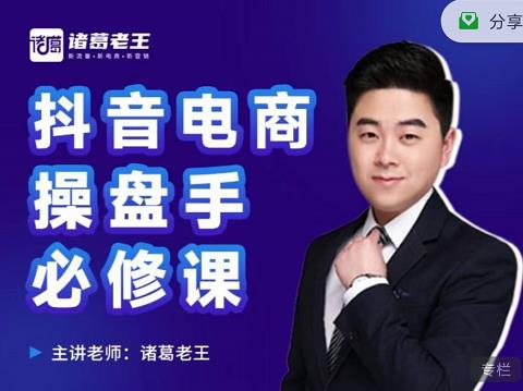 诸葛老王-抖音电商操盘手必修课：顶层设计，​起号破局，爆款运营，数据分析安创网-网创项目资源站-副业项目-创业项目-搞钱项目安创网