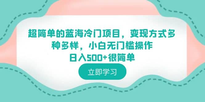 超简单的蓝海冷门项目，变现方式多种多样，小白无门槛操作日入500+很简单安创网-网创项目资源站-副业项目-创业项目-搞钱项目安创网