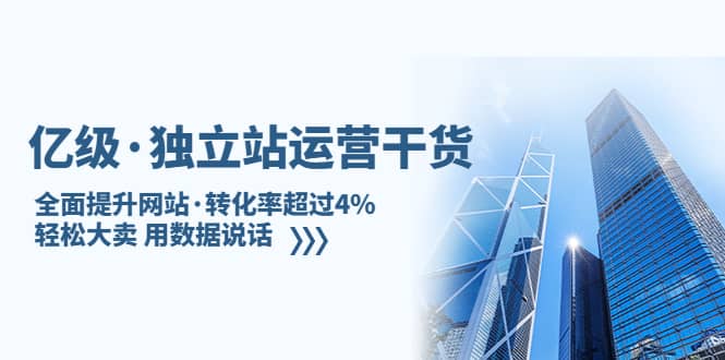 独立站运营干货：全面提升网站·转化率超过4%，轻松大卖 用数据说话安创网-网创项目资源站-副业项目-创业项目-搞钱项目安创网