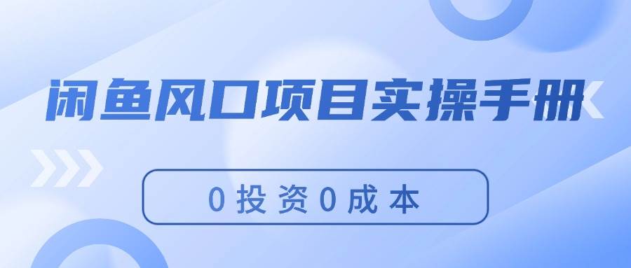 闲鱼风口项目实操手册，0投资0成本，让你做到，月入过万，新手可做安创网-网创项目资源站-副业项目-创业项目-搞钱项目安创网