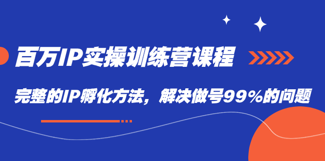 百万IP实战训练营课程，完整的IP孵化方法，解决做号99%的问题安创网-网创项目资源站-副业项目-创业项目-搞钱项目安创网
