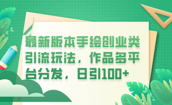 最新版本手绘创业类引流玩法，作品多平台分发，日引100+创业粉安创网-网创项目资源站-副业项目-创业项目-搞钱项目安创网