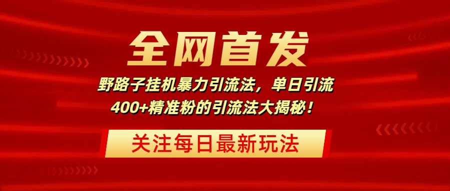 全网首发，野路子挂机暴力引流法，单日引流400+精准粉的引流法大揭秘！安创网-网创项目资源站-副业项目-创业项目-搞钱项目安创网