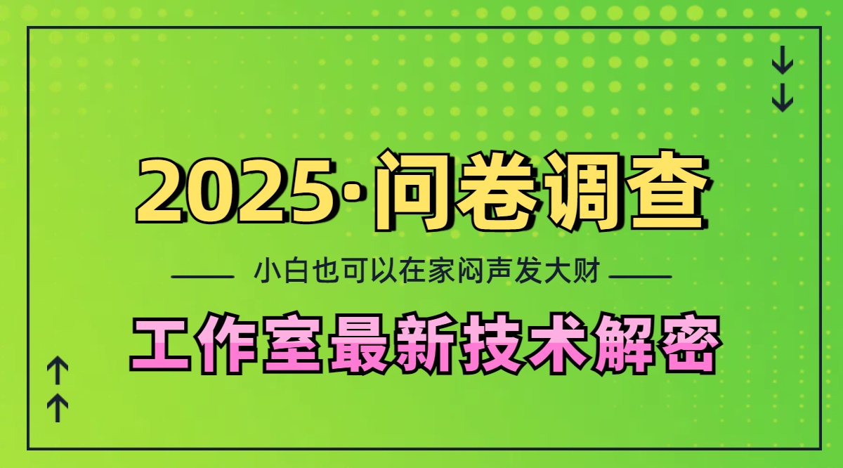 2025《问卷调查》最新工作室技术解密：一个人在家也可以闷声发大财，小白一天200+，可矩阵放大安创网-网创项目资源站-副业项目-创业项目-搞钱项目安创网