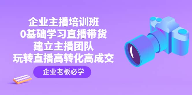 企业主播培训班：0基础学习直播带货，建立主播团队，玩转直播高转化高成交安创网-网创项目资源站-副业项目-创业项目-搞钱项目安创网