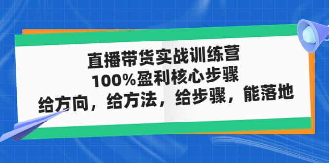 直播带货实战训练营：100%盈利核心步骤，给方向，给方法，给步骤，能落地安创网-网创项目资源站-副业项目-创业项目-搞钱项目安创网