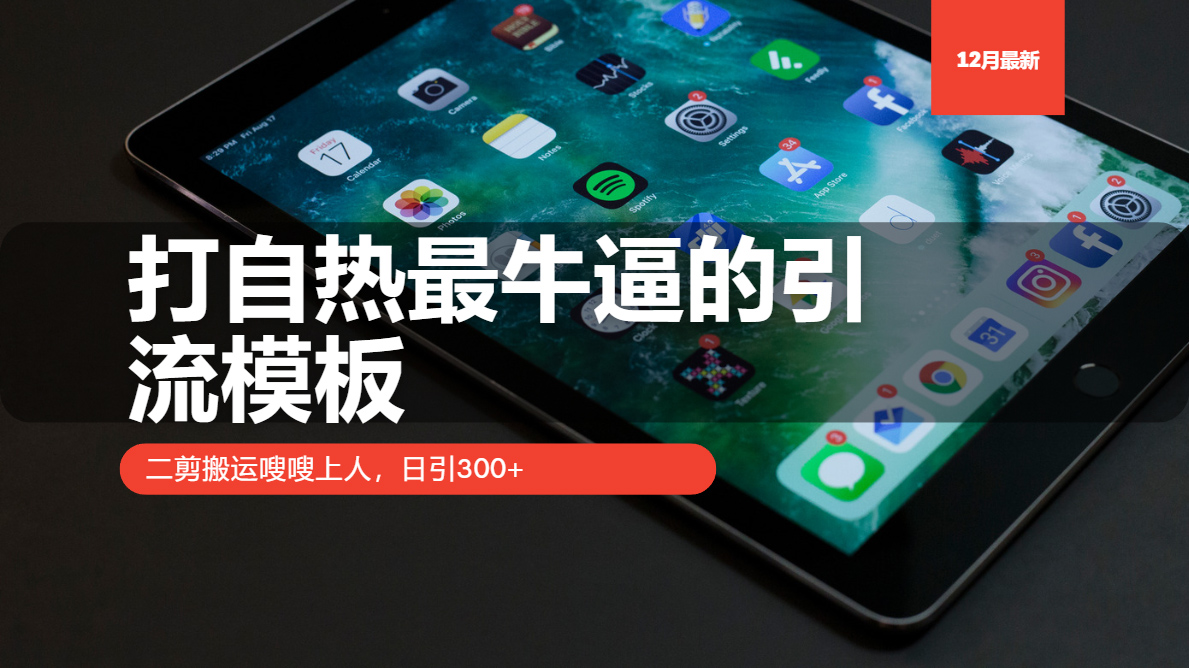 打自热最牛逼的引流模板，日引300+，二剪搬运嗖嗖上人安创网-网创项目资源站-副业项目-创业项目-搞钱项目安创网