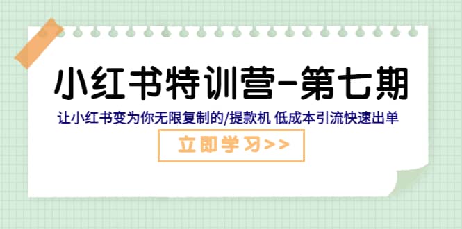 小红书特训营-第七期 让小红书变为你无限复制的/提款机 低成本引流快速出单安创网-网创项目资源站-副业项目-创业项目-搞钱项目安创网