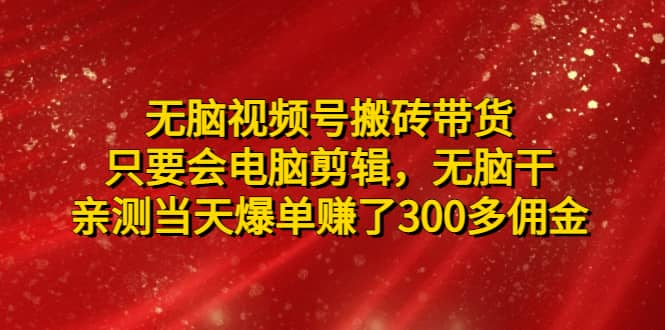 无脑视频号搬砖带货，只要会电脑剪辑，无脑干安创网-网创项目资源站-副业项目-创业项目-搞钱项目安创网