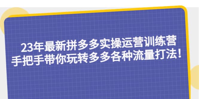 23年最新拼多多实操运营训练营：手把手带你玩转多多各种流量打法！安创网-网创项目资源站-副业项目-创业项目-搞钱项目安创网