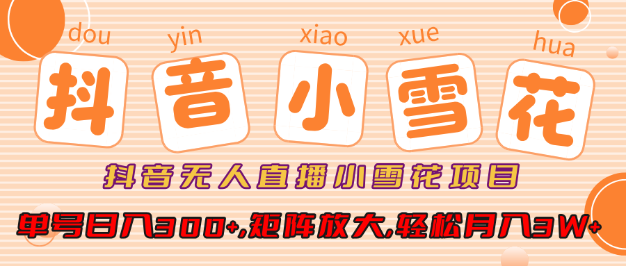 抖音无人直播，小雪花项目，单号日入300+,矩阵放大,轻松月入3W+安创网-网创项目资源站-副业项目-创业项目-搞钱项目安创网
