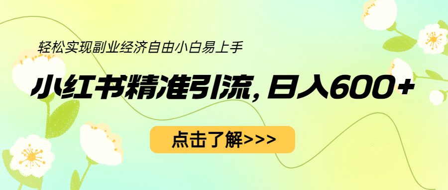小红书精准引流，小白日入600+，轻松实现副业经济自由（教程+1153G资源）安创网-网创项目资源站-副业项目-创业项目-搞钱项目安创网