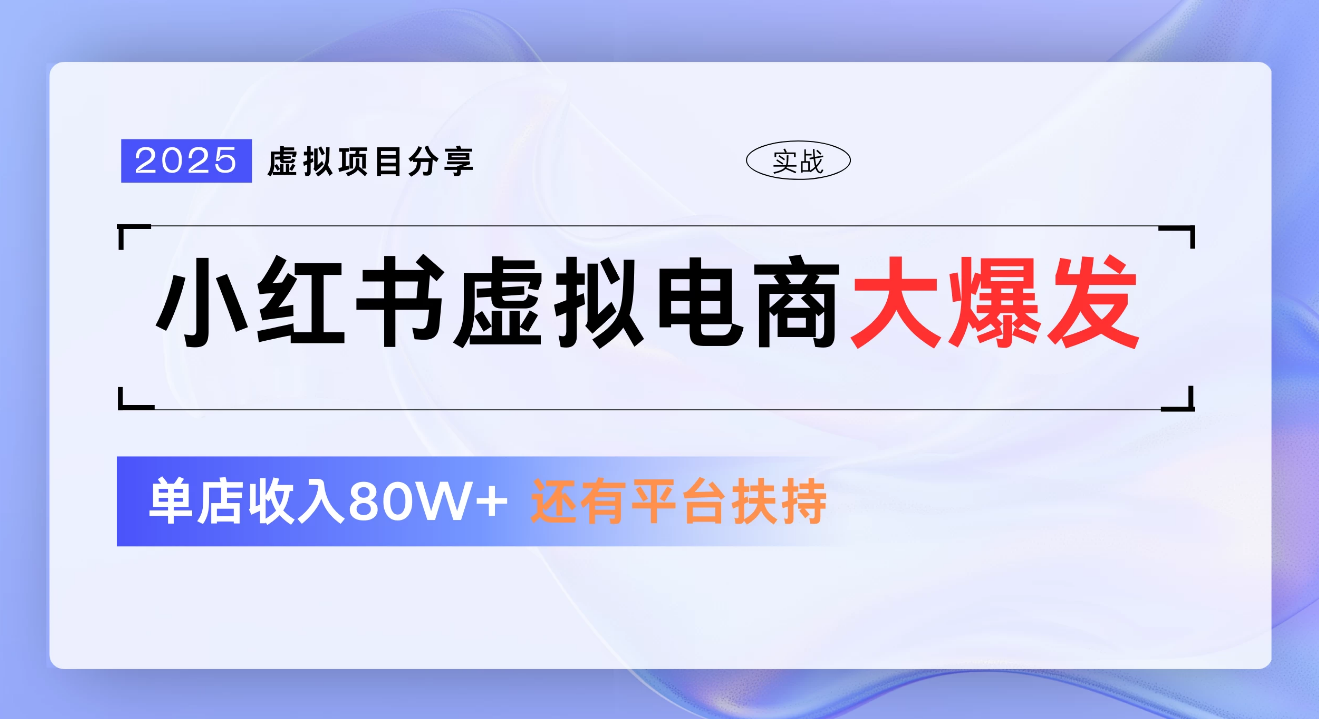 小红书虚拟电商项目，新手单店月入1W，0门槛1拖3玩法安创网-网创项目资源站-副业项目-创业项目-搞钱项目安创网