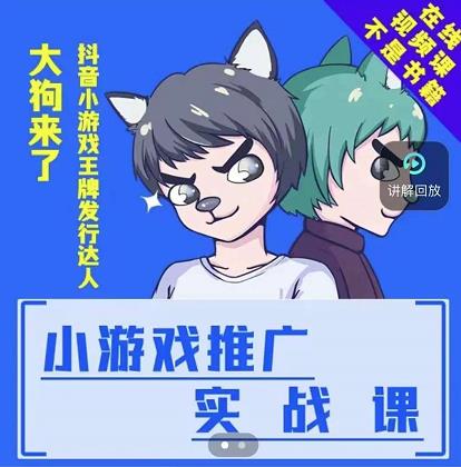 大狗来了：小游戏推广实战课，带你搭建一个游戏推广变现账号安创网-网创项目资源站-副业项目-创业项目-搞钱项目安创网