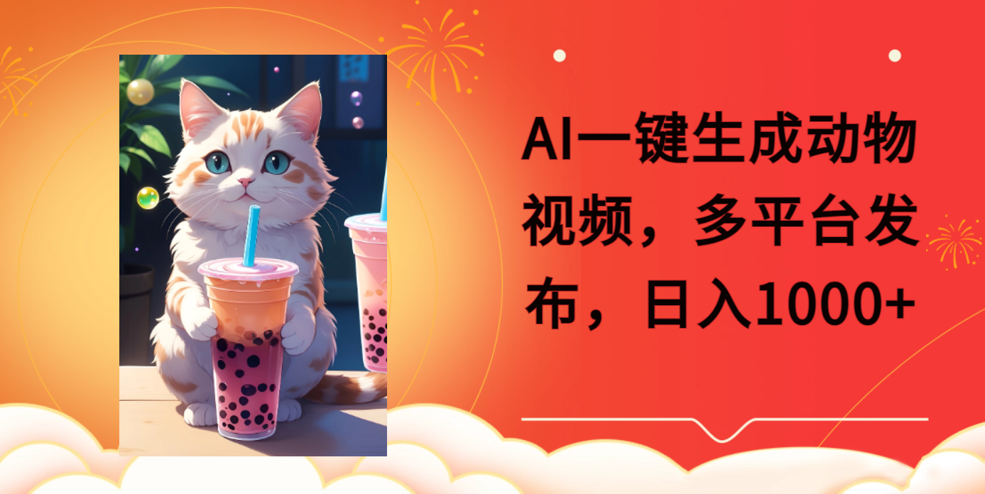 AI一键生成动物搞笑视频，多平台发布，轻松破千万播放，日入2000+安创网-网创项目资源站-副业项目-创业项目-搞钱项目安创网