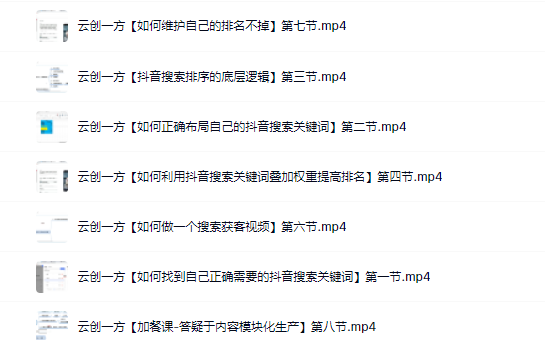 云创一方2022抖音SEO系列课程，教你如何快速上抖音搜索排名第一安创网-网创项目资源站-副业项目-创业项目-搞钱项目安创网