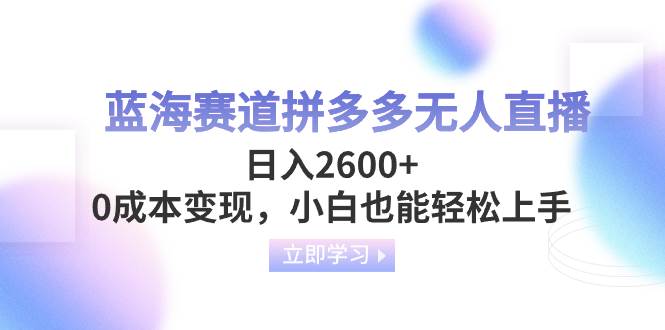 蓝海赛道拼多多无人直播，日入2600+，0成本变现，小白也能轻松上手安创网-网创项目资源站-副业项目-创业项目-搞钱项目安创网