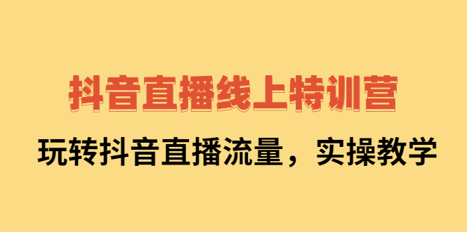 抖音直播线上特训营：玩转抖音直播流量，实操教学安创网-网创项目资源站-副业项目-创业项目-搞钱项目安创网