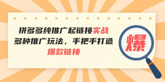 拼多多纯推广起链接实战：多种推广玩法，手把手打造爆款链接安创网-网创项目资源站-副业项目-创业项目-搞钱项目安创网