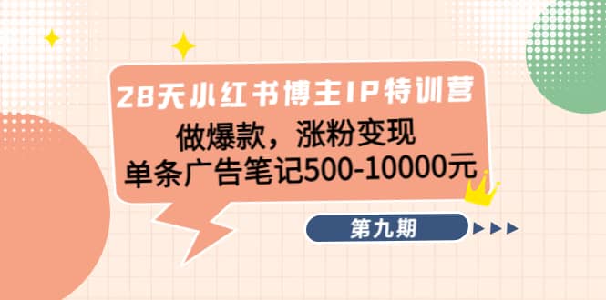 28天小红书博主IP特训营《第9期》安创网-网创项目资源站-副业项目-创业项目-搞钱项目安创网