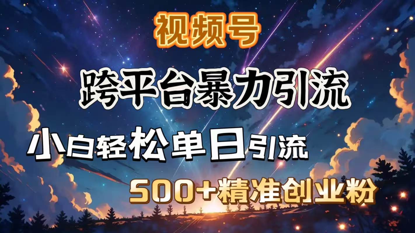 视频号跨平台暴力引流，小白轻松单日引流500＋精准创业粉安创网-网创项目资源站-副业项目-创业项目-搞钱项目安创网