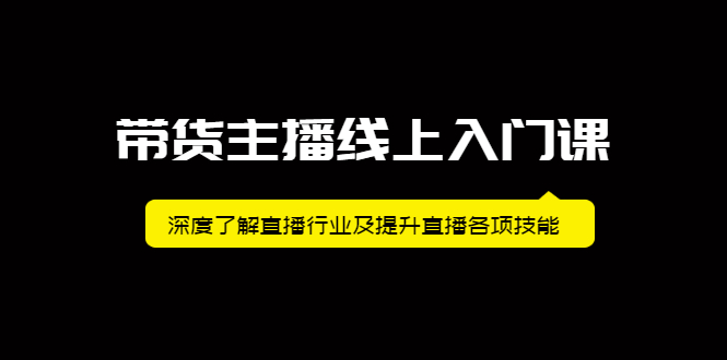 带货主播线上入门课，深度了解直播行业及提升直播各项技能安创网-网创项目资源站-副业项目-创业项目-搞钱项目安创网