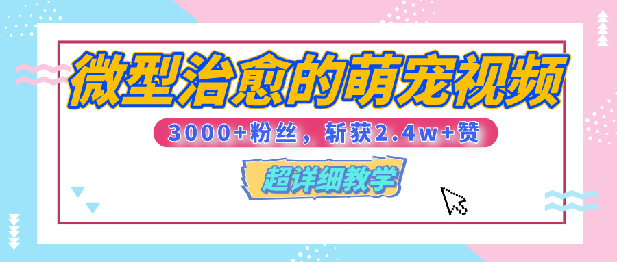 【揭秘】微型治愈的萌宠视频，3000+粉丝，6秒的视频、斩获2.4w+赞【附详细教程】安创网-网创项目资源站-副业项目-创业项目-搞钱项目安创网