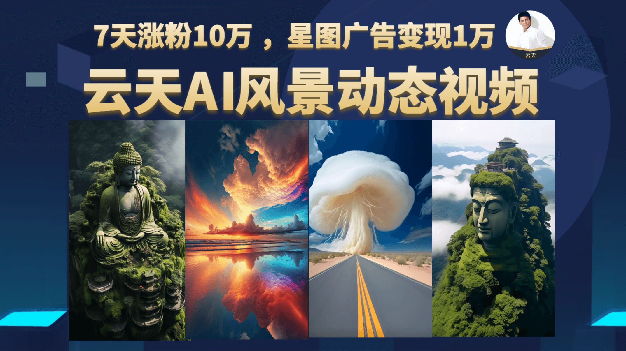 云天AI风景动图视频制作，7天涨粉10万 ，星图广告变现1万安创网-网创项目资源站-副业项目-创业项目-搞钱项目安创网