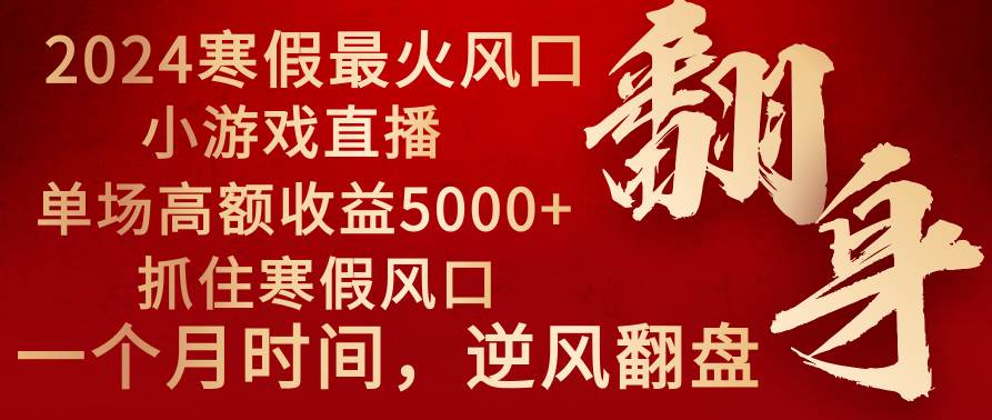 2024年最火寒假风口项目 小游戏直播 单场收益5000+抓住风口 一个月直接提车安创网-网创项目资源站-副业项目-创业项目-搞钱项目安创网