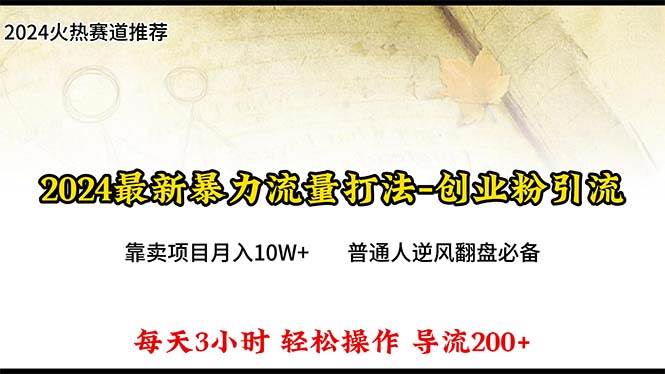 2024年最新暴力流量打法，每日导入300+，靠卖项目月入10W+安创网-网创项目资源站-副业项目-创业项目-搞钱项目安创网