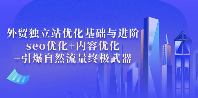 外贸独立站优化基础与进阶，seo优化+内容优化+引爆自然流量终极武器安创网-网创项目资源站-副业项目-创业项目-搞钱项目安创网