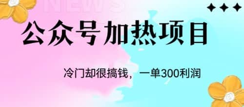 冷门公众号加热项目，一单利润300+安创网-网创项目资源站-副业项目-创业项目-搞钱项目安创网