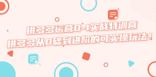 拼多多运营0-1实战特训营，拼多多从0础到进阶的可实操玩法安创网-网创项目资源站-副业项目-创业项目-搞钱项目安创网