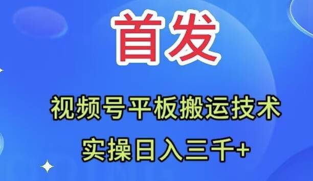 全网首发：视频号平板搬运技术，实操日入三千＋安创网-网创项目资源站-副业项目-创业项目-搞钱项目安创网