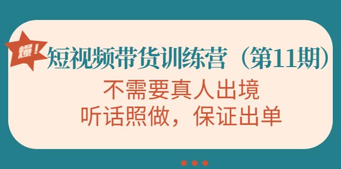 短视频带货训练营（第11期），不需要真人出境，听话照做，保证出单安创网-网创项目资源站-副业项目-创业项目-搞钱项目安创网