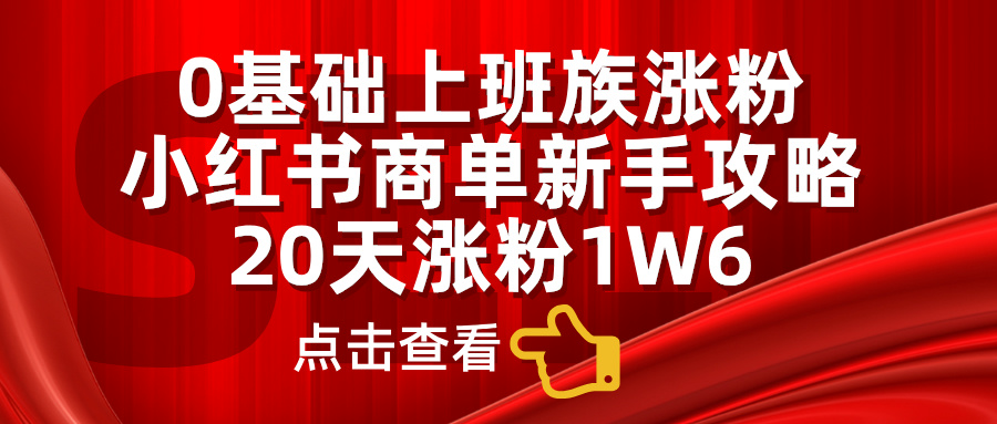 0基础上班族涨粉，小红书商单新手攻略，20天涨粉1.6w安创网-网创项目资源站-副业项目-创业项目-搞钱项目安创网