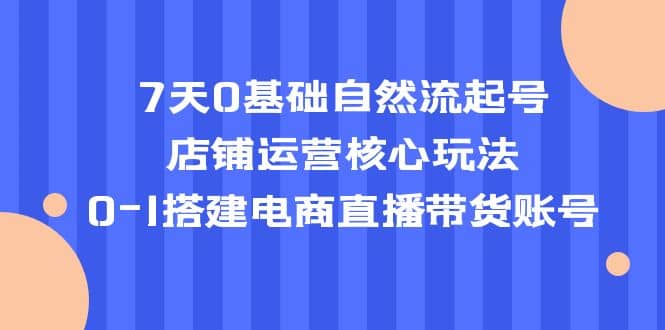 7天0基础自然流起号，店铺运营核心玩法，0-1搭建电商直播带货账号安创网-网创项目资源站-副业项目-创业项目-搞钱项目安创网