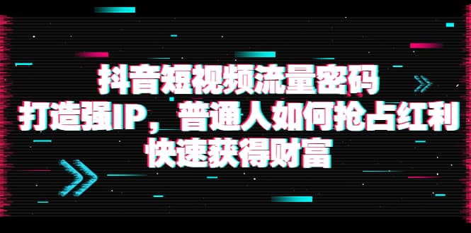 抖音短视频流量密码：打造强IP，普通人如何抢占红利，快速获得财富安创网-网创项目资源站-副业项目-创业项目-搞钱项目安创网
