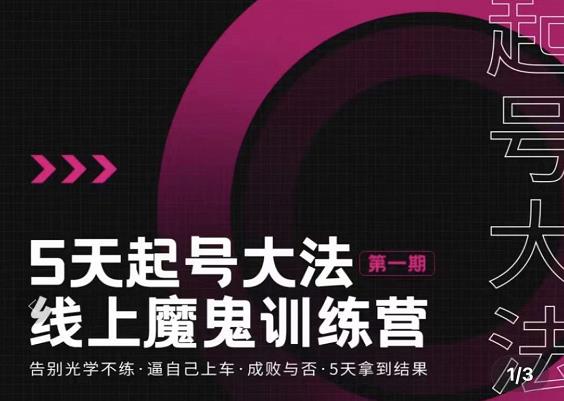 五天起号魔鬼训练营，告别光学不练，逼自己上车，成败与否，5天拿到结果安创网-网创项目资源站-副业项目-创业项目-搞钱项目安创网