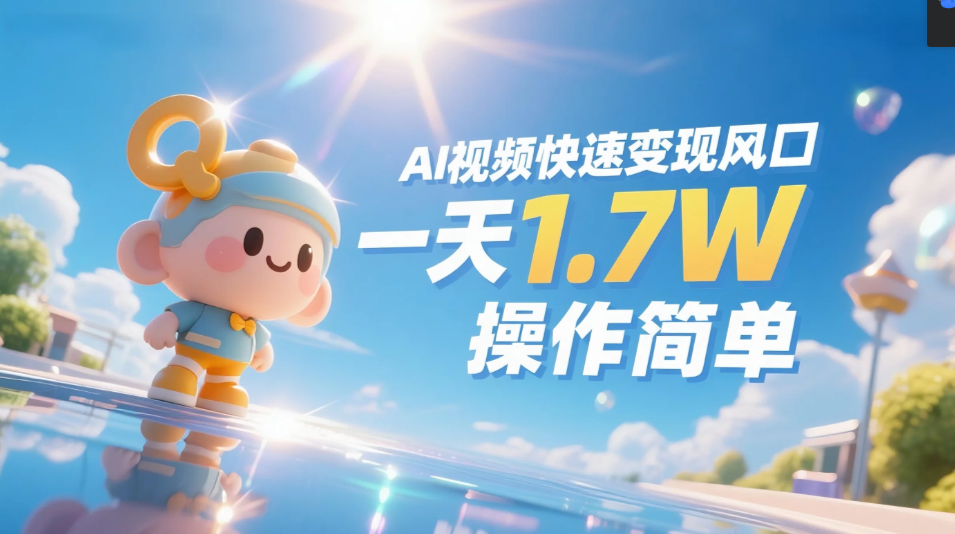 《Ai视频变现风口，一天1.7W，收入无上限，操作简单》安创网-网创项目资源站-副业项目-创业项目-搞钱项目安创网