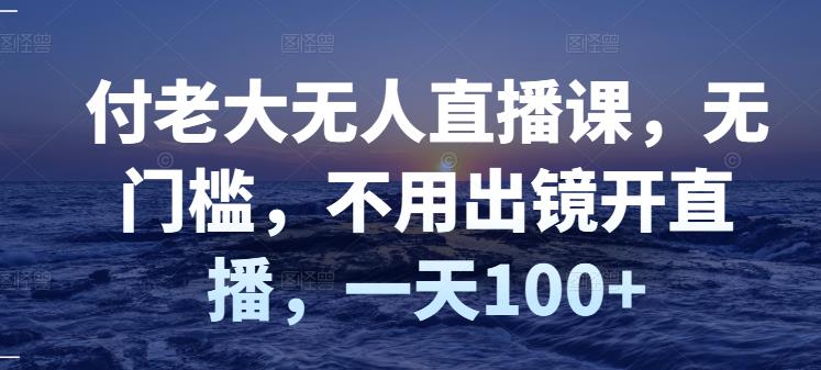 付老大无人直播课，无门槛，不用出镜开直播，一天100+安创网-网创项目资源站-副业项目-创业项目-搞钱项目安创网