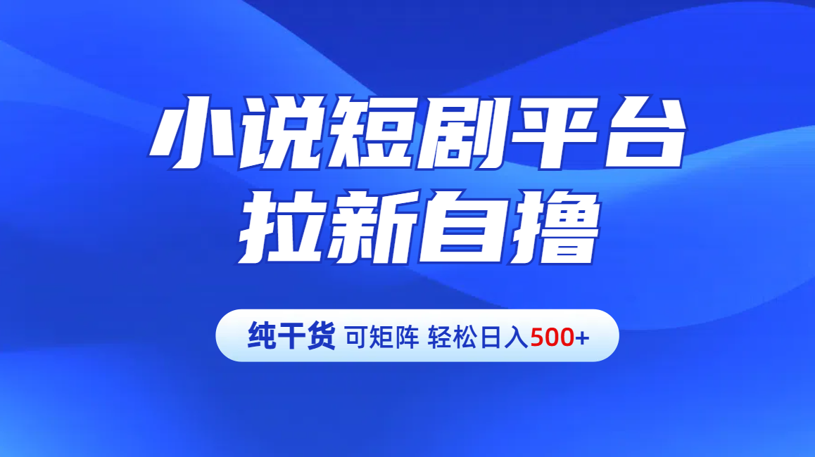 【纯干货】小说短剧平台拉新自撸玩法详解-单人轻松日入500+安创网-网创项目资源站-副业项目-创业项目-搞钱项目安创网