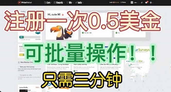国外项目注册一次0.5美金 只需三分钟无脑操作 可批量放大 小白工作室福利安创网-网创项目资源站-副业项目-创业项目-搞钱项目安创网