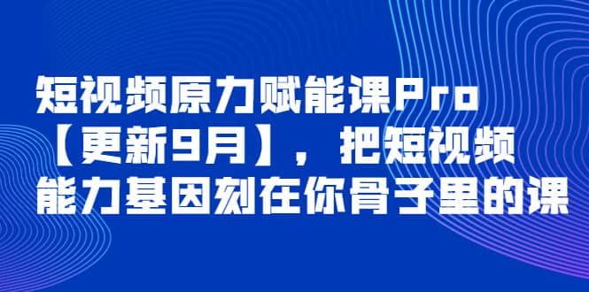 短视频原力赋能课Pro【更新9月】，把短视频能力基因刻在你骨子里的课安创网-网创项目资源站-副业项目-创业项目-搞钱项目安创网